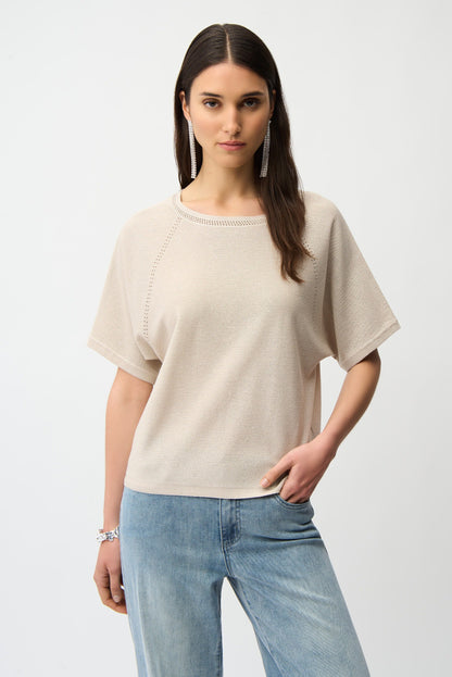Joseph Ribkoff Sequined Raglan Sleeve Sweater Top 261917