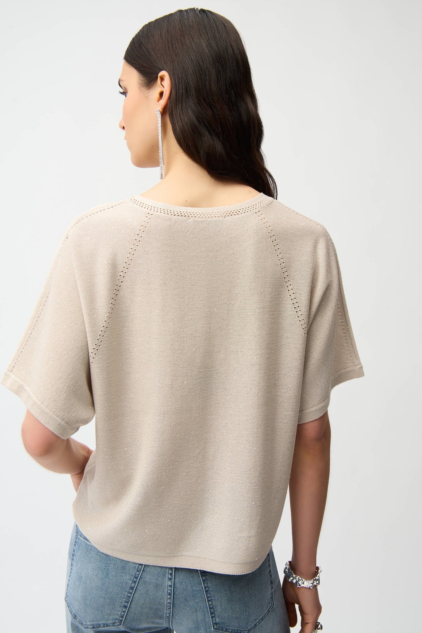 Joseph Ribkoff Sequined Raglan Sleeve Sweater Top 261917