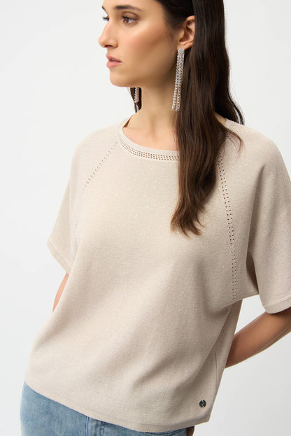 Joseph Ribkoff Sequined Raglan Sleeve Sweater Top 261917