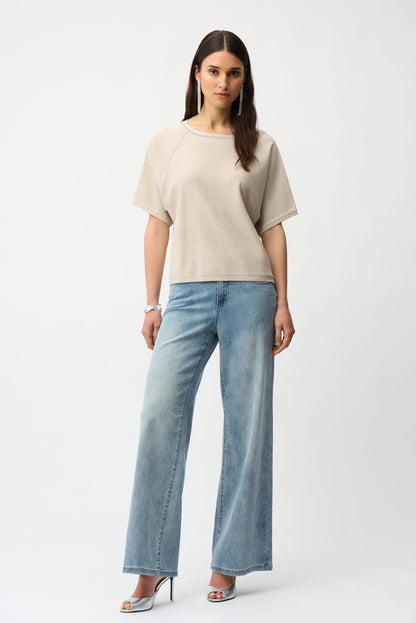 Joseph Ribkoff Sequined Raglan Sleeve Sweater Top 261917