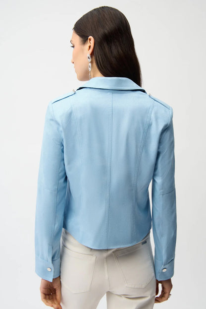Joseph Ribkoff Fitted Faux Suede Zip Up Moto Jacket 261910