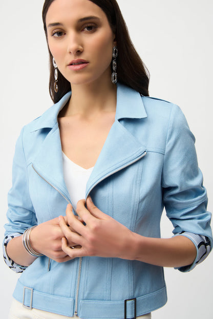 Joseph Ribkoff Fitted Faux Suede Zip Up Moto Jacket 261910