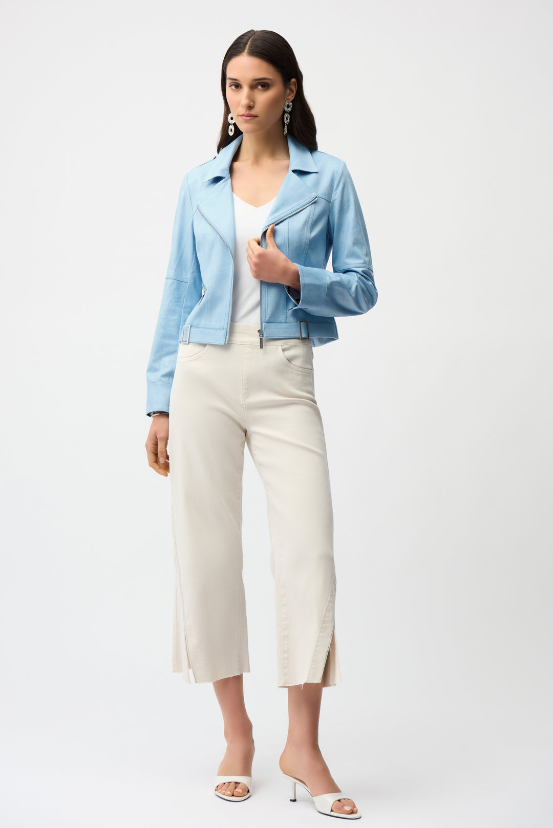 Joseph Ribkoff Fitted Faux Suede Zip Up Moto Jacket 261910