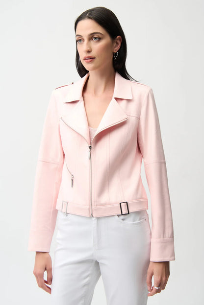Joseph Ribkoff Fitted Faux Suede Zip Up Moto Jacket 261910