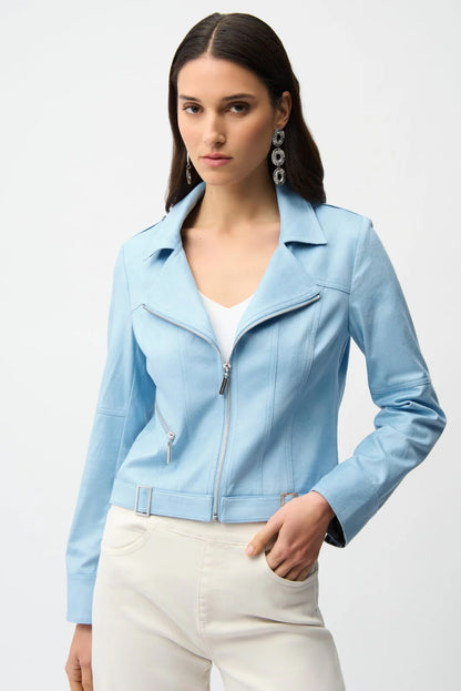 Joseph Ribkoff Fitted Faux Suede Zip Up Moto Jacket 261910