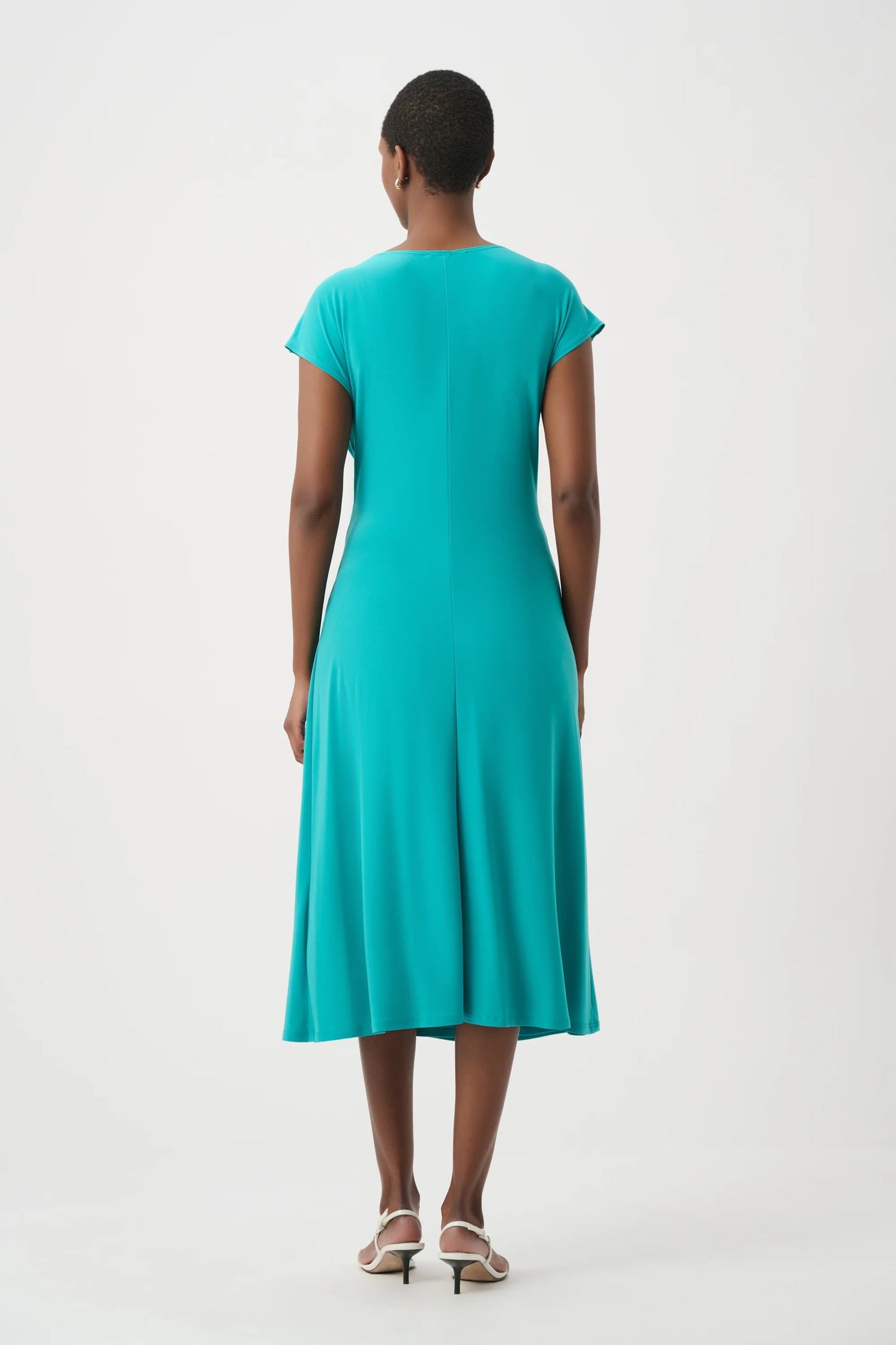Joseph Ribkoff Ruched Wrap Front Midi A-Line Dress 261146