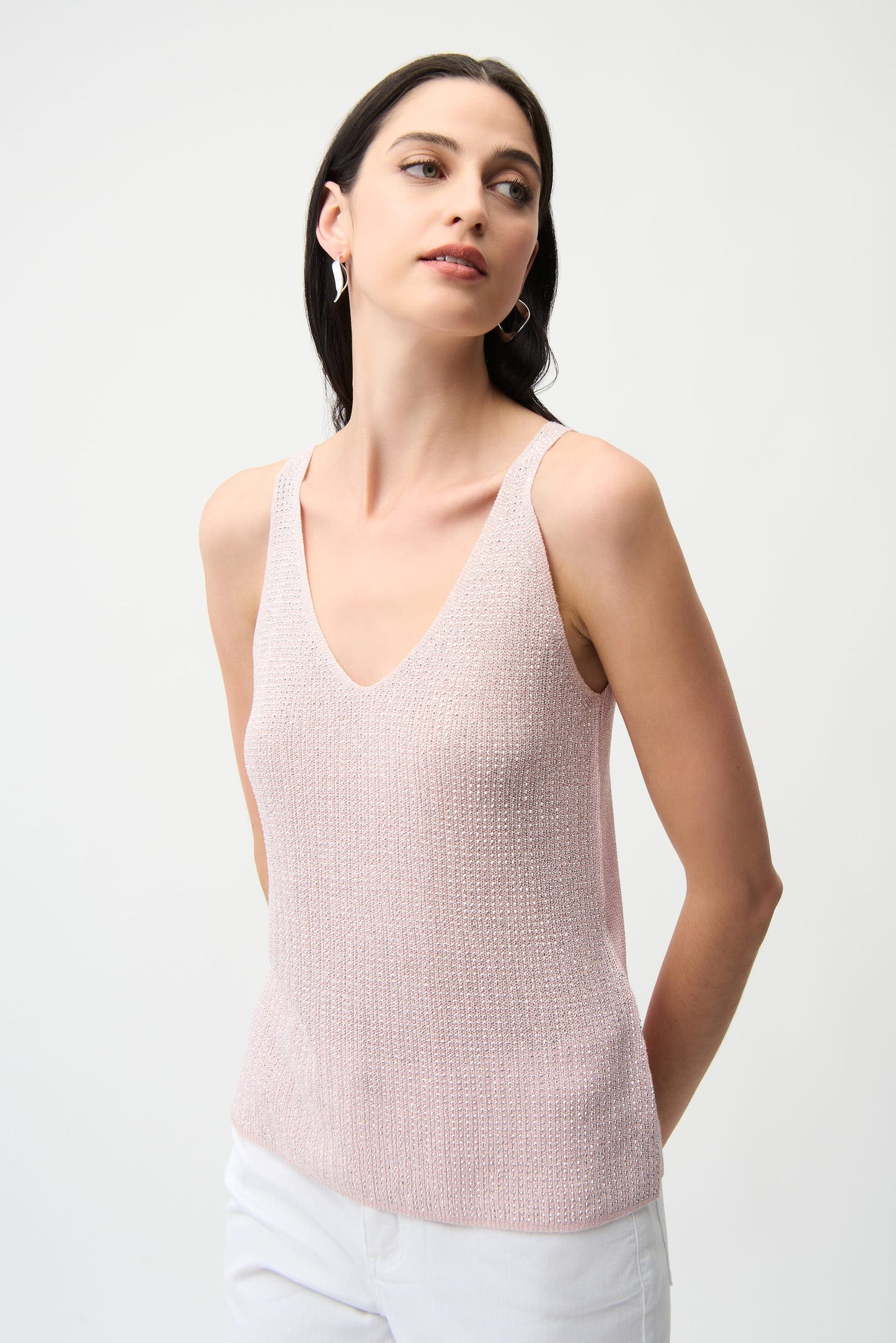 Joseph Ribkoff Metallic Knitted Camisole With Rhinestones 252915S26