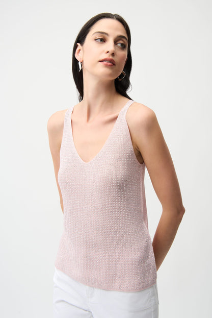 Joseph Ribkoff Metallic Knitted Camisole With Rhinestones 252915S26