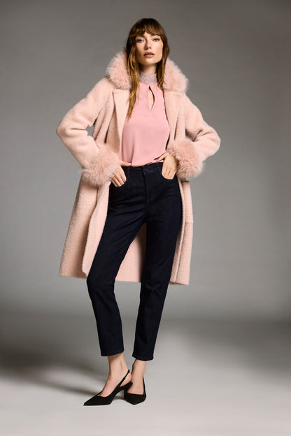 Joseph Ribkoff Detachable Faux Fur Trim Long Sleeve Coat 243923F25