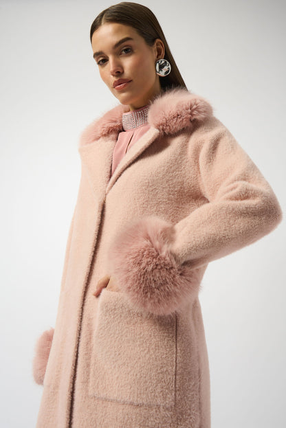 Joseph Ribkoff Detachable Faux Fur Trim Long Sleeve Coat 243923F25