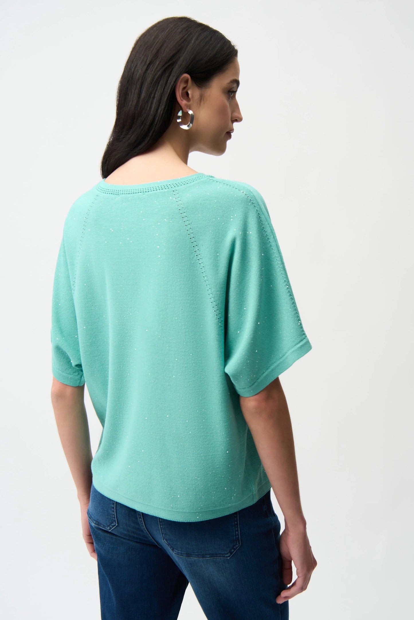 Joseph Ribkoff Sequined Raglan Sleeve Sweater Top 261917