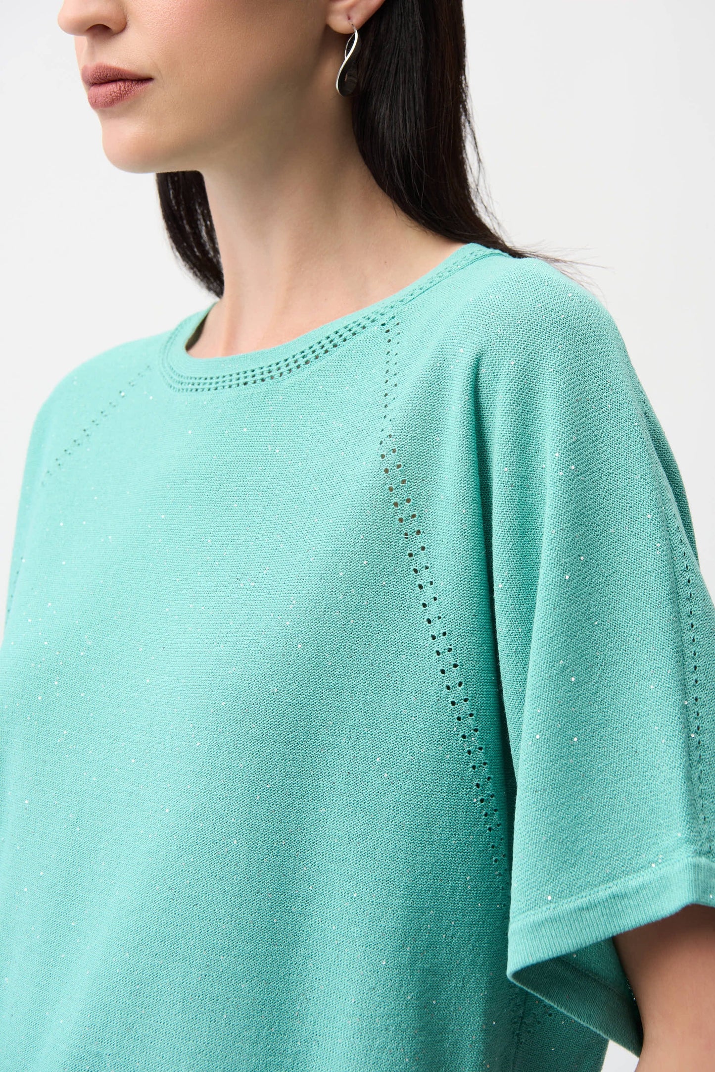 Joseph Ribkoff Sequined Raglan Sleeve Sweater Top 261917
