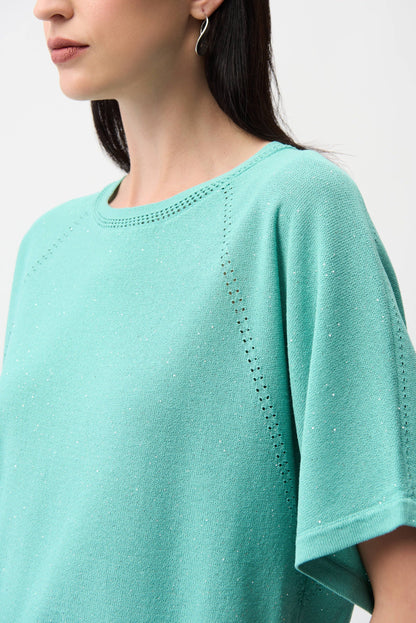 Joseph Ribkoff Sequined Raglan Sleeve Sweater Top 261917