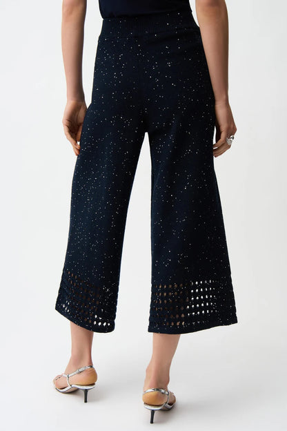 Joseph Ribkoff Sequined Open Knit Pull-On Culotte Pants 261975