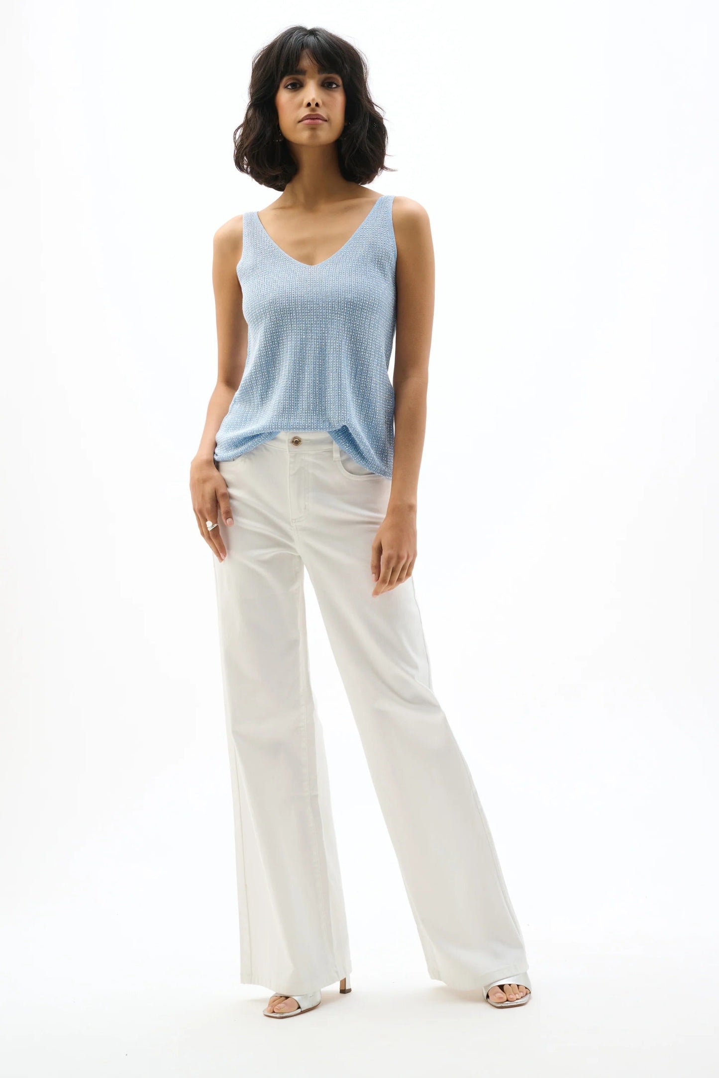 Joseph Ribkoff Metallic Knitted Camisole With Rhinestones 252915S26