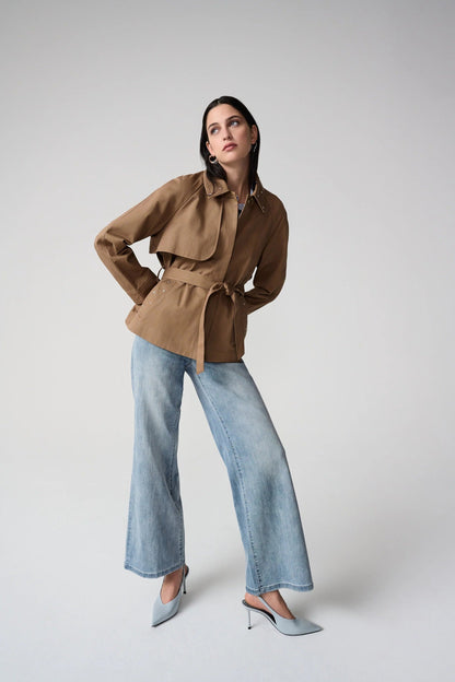 Joseph Ribkoff Tiger's Eye Embellished Short Trench Coat 261907