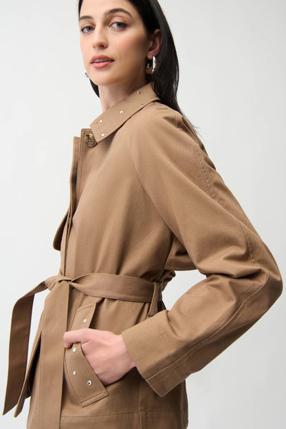 Joseph Ribkoff Tiger's Eye Embellished Short Trench Coat 261907