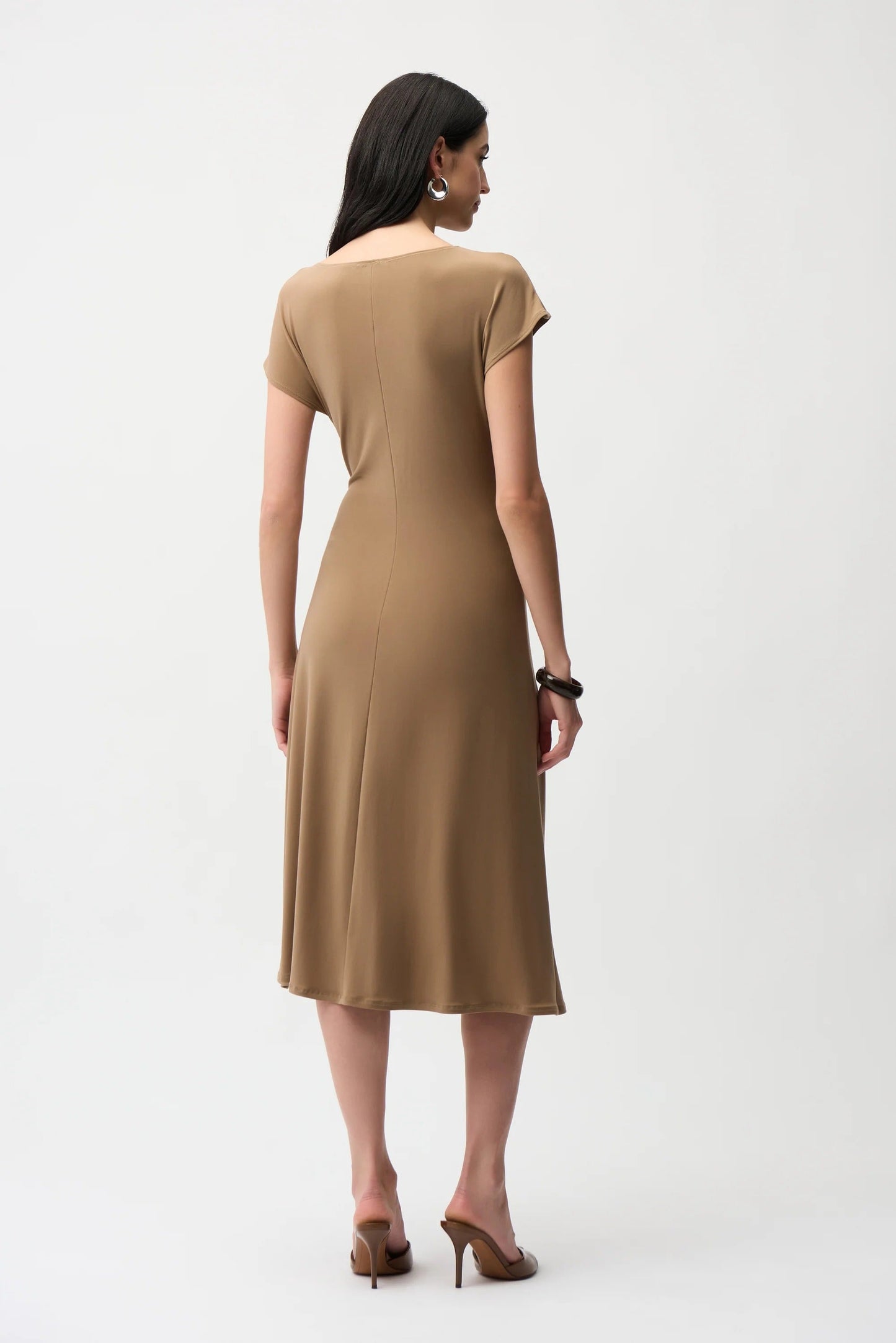 Joseph Ribkoff Ruched Wrap Front Midi A-Line Dress 261146