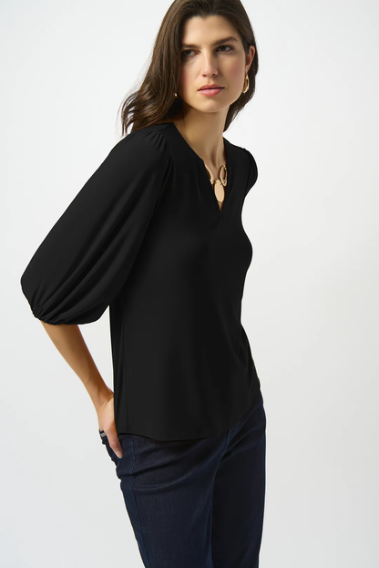 Joseph Ribkoff V-Neck 3/4 Puffed Sleeve Top 253117