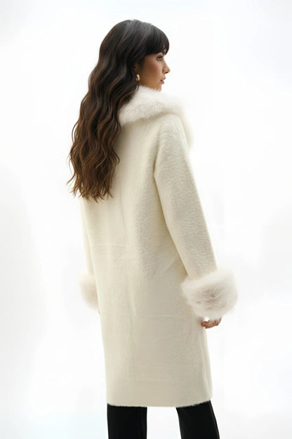 Joseph Ribkoff Detachable Faux Fur Trim Long Sleeve Coat 243923F25