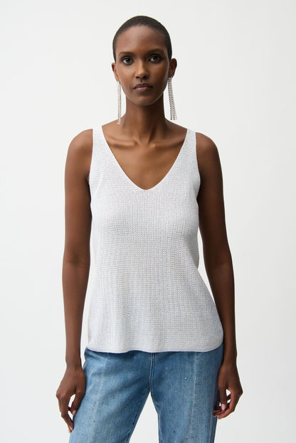 Joseph Ribkoff Metallic Knitted Camisole With Rhinestones 252915S26
