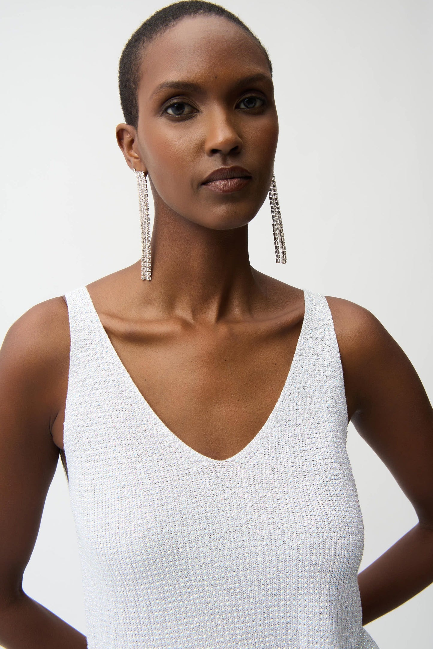 Joseph Ribkoff Metallic Knitted Camisole With Rhinestones 252915S26