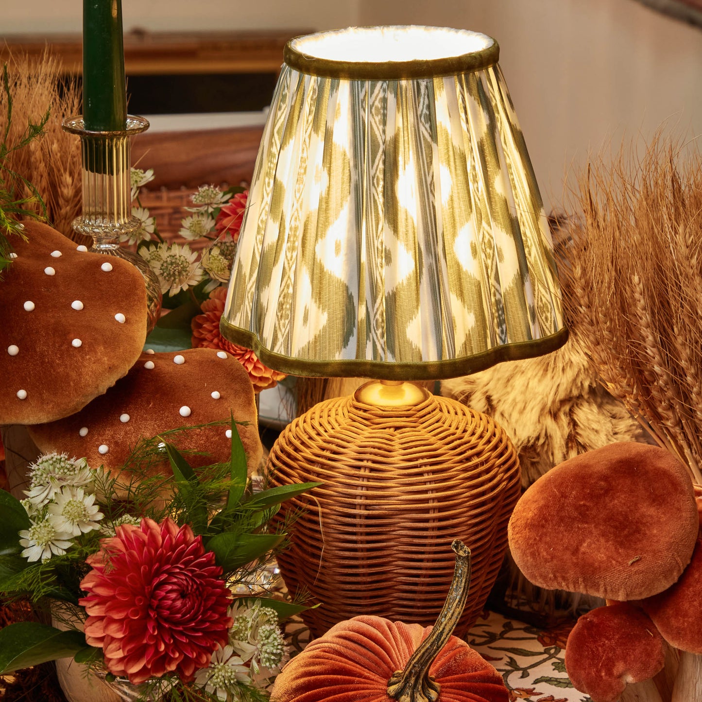 Olive Ikat Lampshade (18cm)
