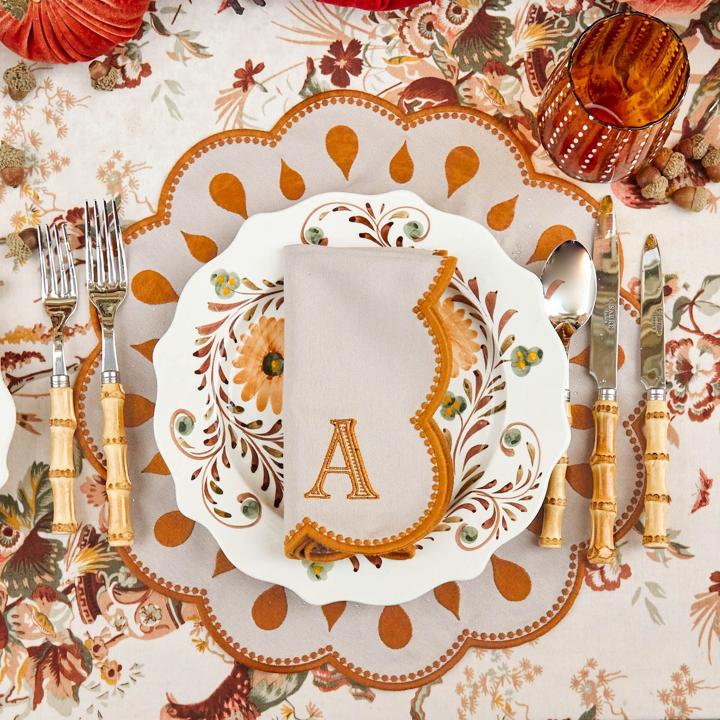 Taupe & Mustard Bettina Placemats (Set of 4)