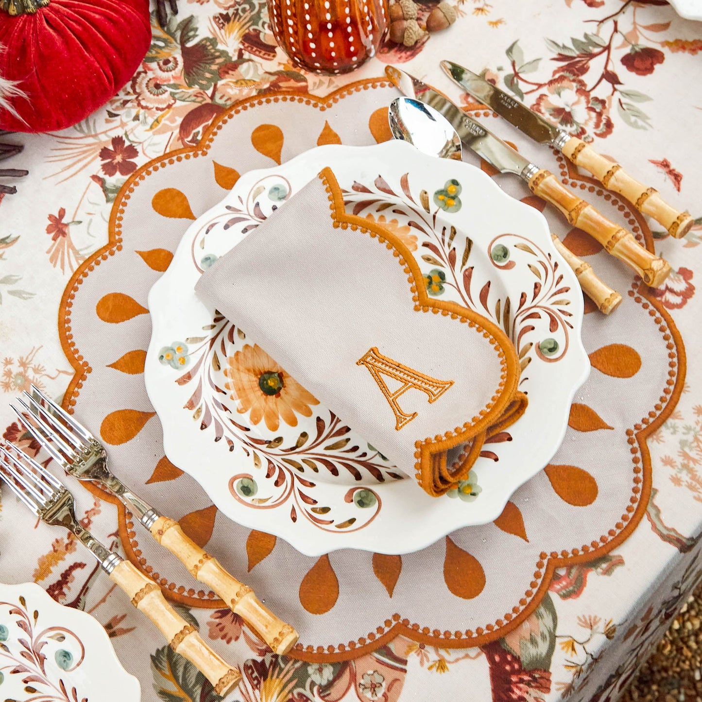 Taupe & Mustard Bettina Placemats (Set of 4)
