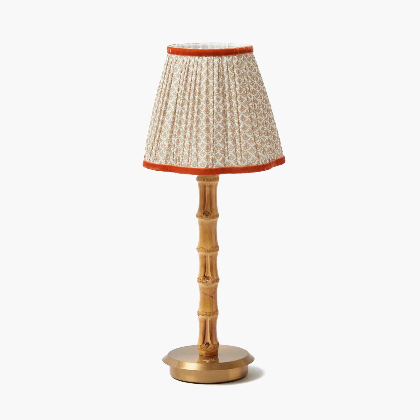 Bamboo Rechargeable Lamp with Putty & Orange Lotus Shade (18cm)