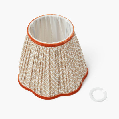 Bamboo Rechargeable Lamp with Putty & Orange Lotus Shade (18cm)