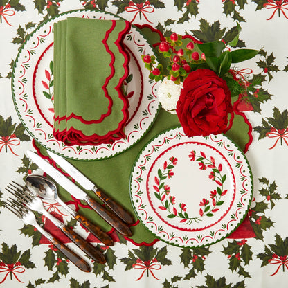 Green & Red Lily Napkins (Set of 4)