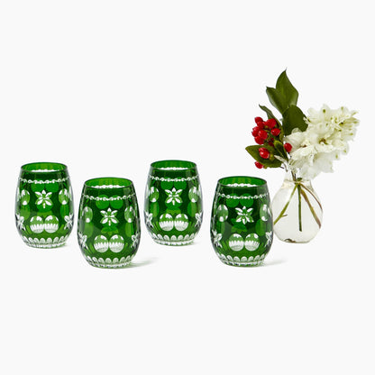 Emerald Anita Engraved Water Glasses (Set of 4)