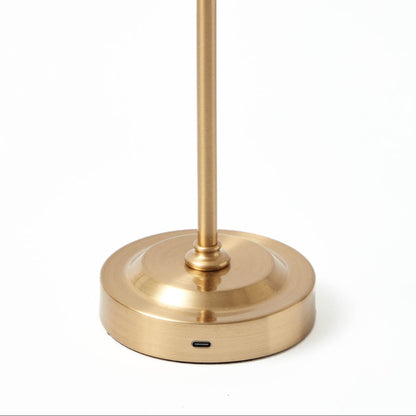 Edie Rechargeable Lamp with Cream Frilled Silk Shade (18cm)