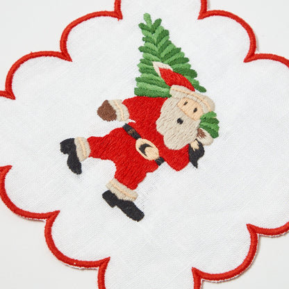 Scalloped Father Christmas Cocktail Napkins (Set of 4)
