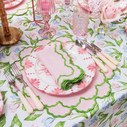 Pink & Green Lily Napkins (Set of 4)
