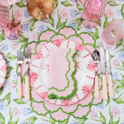 Pink & Green Lily Napkins (Set of 4)
