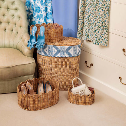 Oval Scalloped Rattan Baskets (Set of 3)