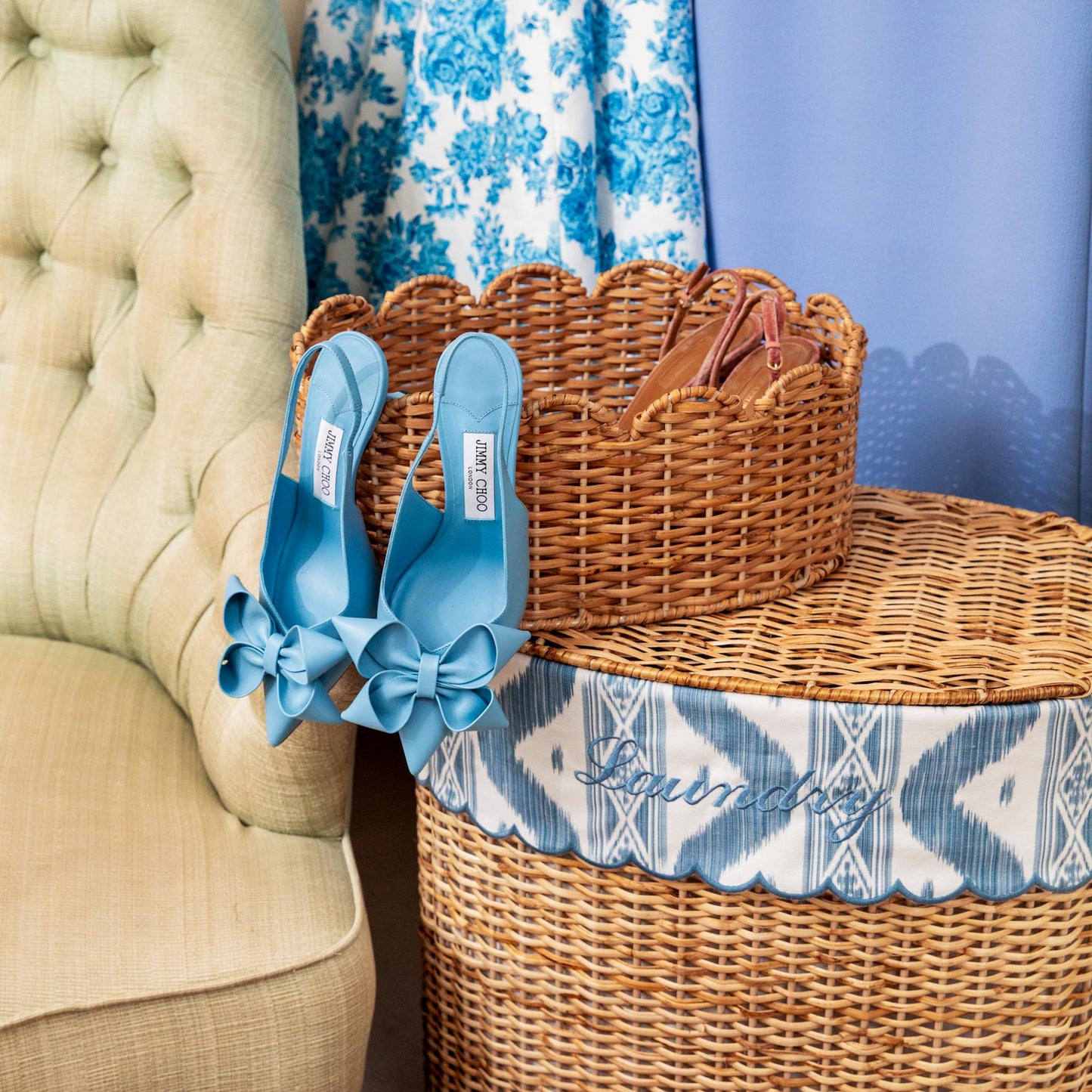 Oval Scalloped Rattan Baskets (Set of 3)