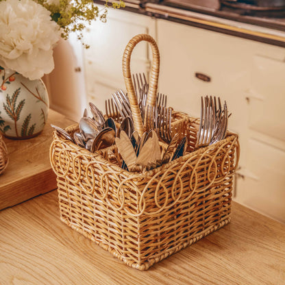 Braided Rattan Cutlery Basket
