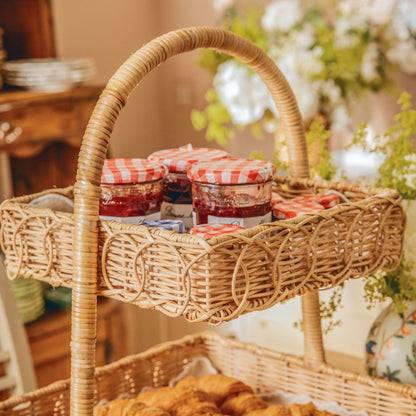 Square Rattan Two Tier Stand