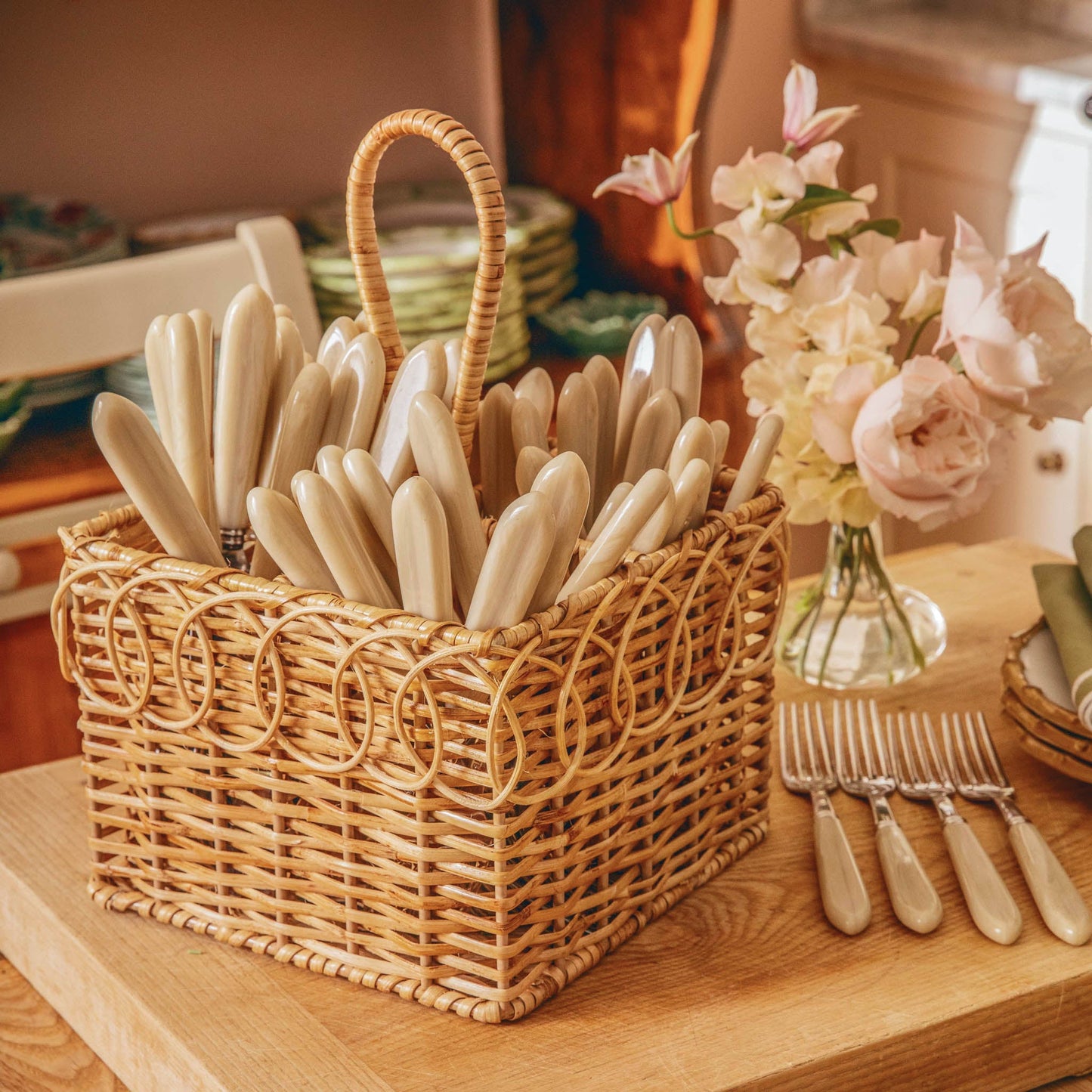 Braided Rattan Cutlery Basket