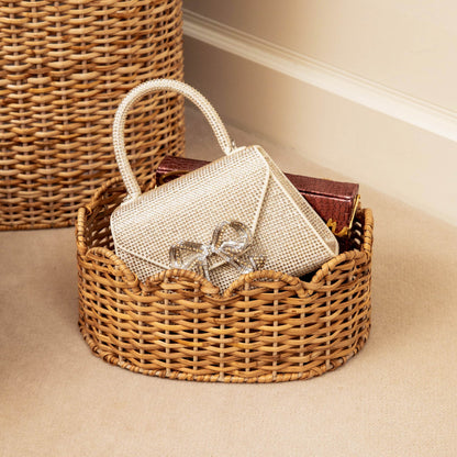Oval Scalloped Rattan Baskets (Set of 3)