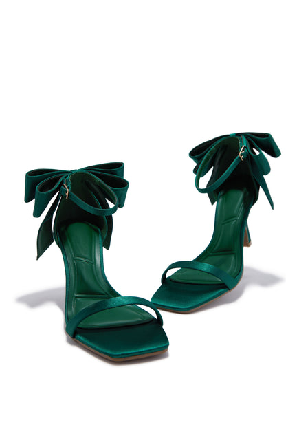 Kelli Single Sole Bow Heels - Emerald