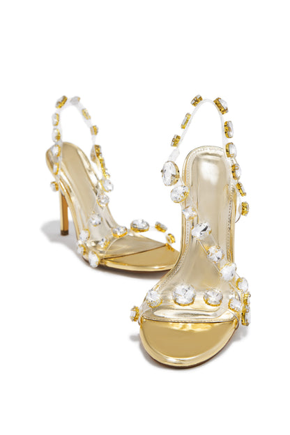Kiah Embellished Slingback Heels - Gold