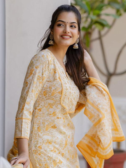 ANOUK Women Kurta Palazzo Dupatta Set