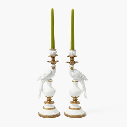 White Parrot Candle Holders (Pair)