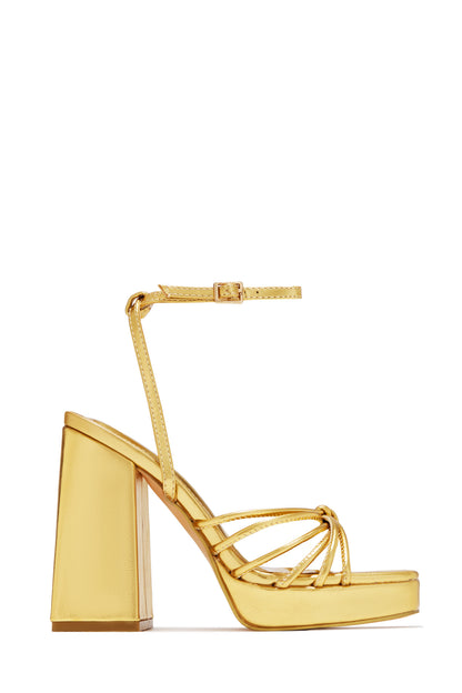 Lelia Platform Block Heels - Gold