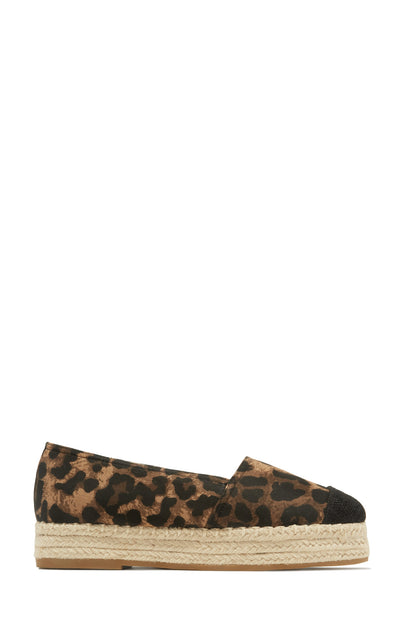 Beach Babe Platform Espadrille Flats - Leopard