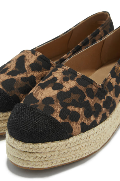 Beach Babe Platform Espadrille Flats - Leopard
